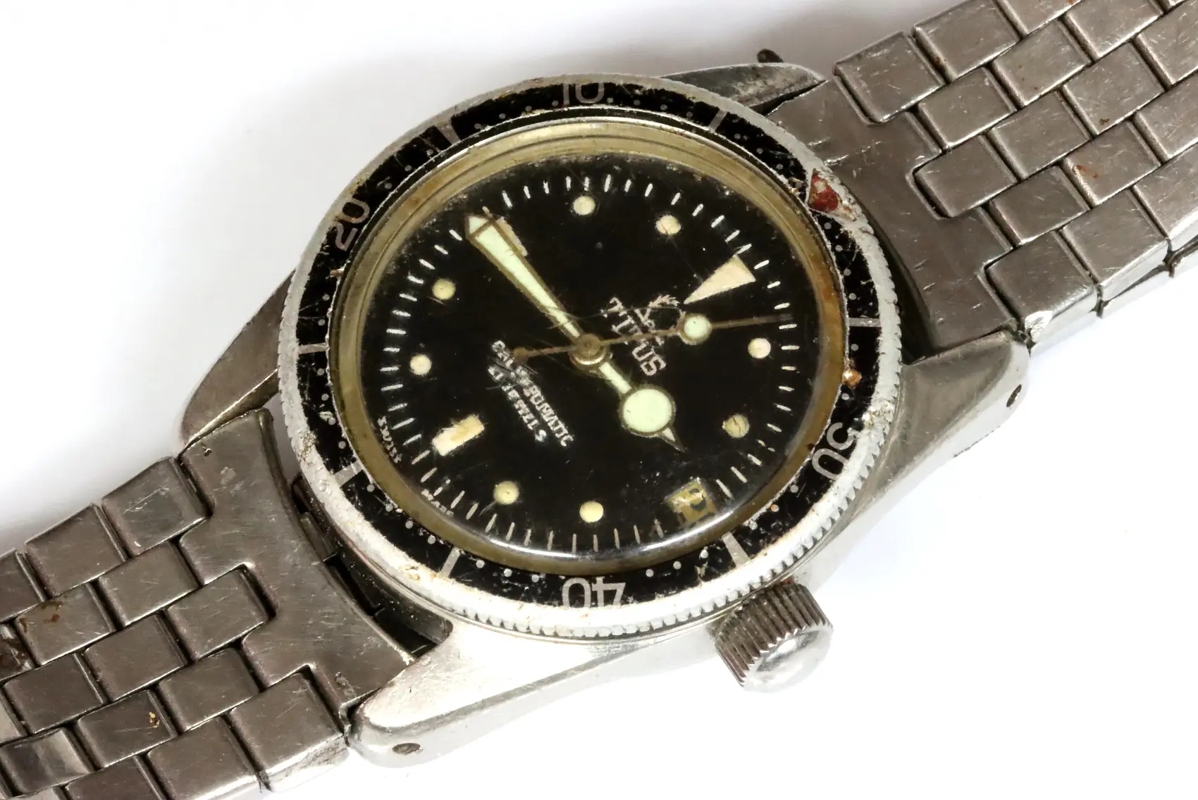 Solvil et Titus Calypsomatic small diver's watch found as is, for restore 