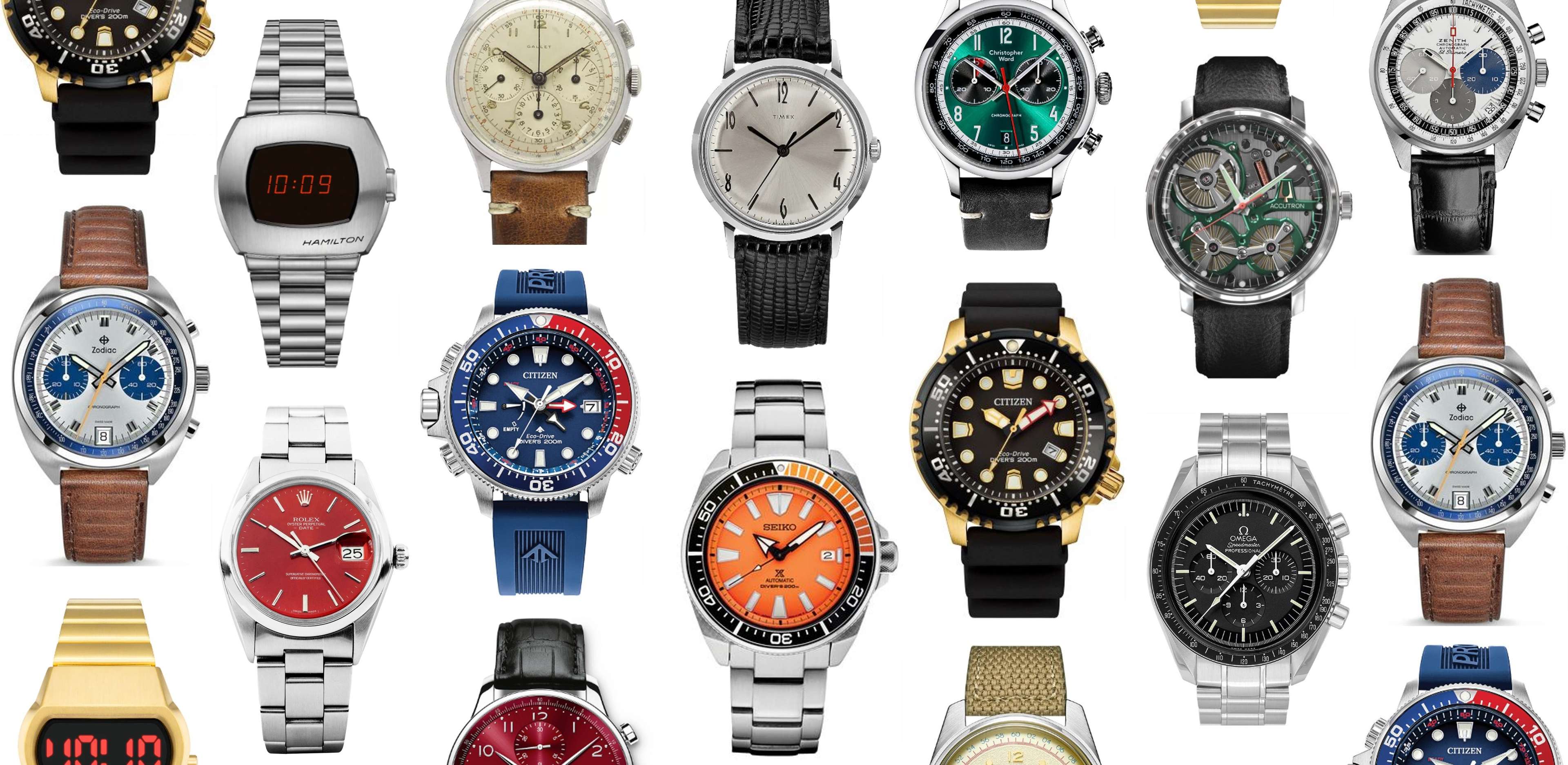 Collection of vintage and modern watches