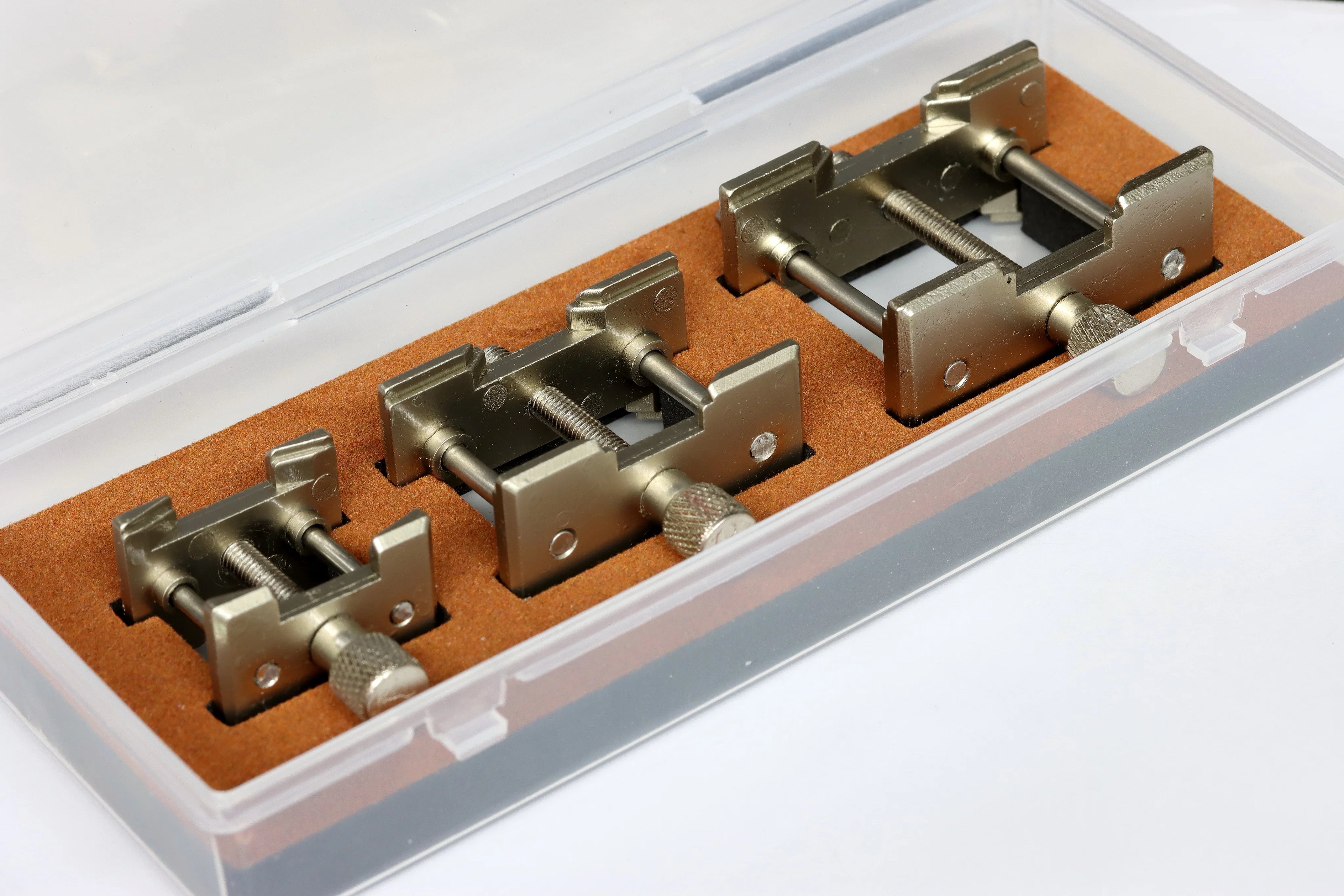 Universal adjustable small/medium/large watch metal 3 movement holders in box